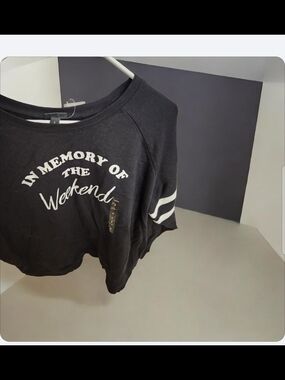 torrid Black Graphic Varsity Sweatshirt with White and Red Lettering